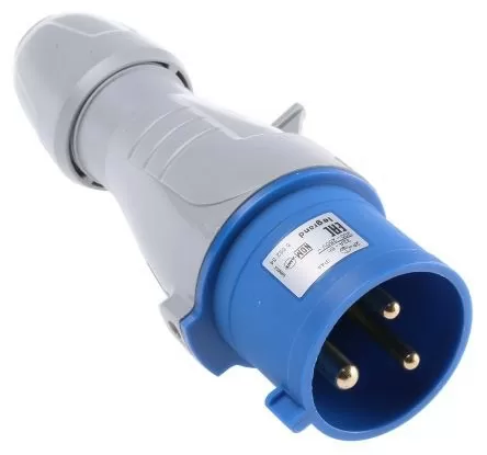 Enchufe tipo clavija /6h/ip44 2Polos + Tierra 32A/220V Azul