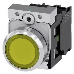 PULSADOR ILUMINADO, 22MM, REDONDO, METAL, BRILLANTE, AMARILLO, BOTON, RASANTE, MOMENTANEO, CON SOPORTE, 1NA, MODULO LED, CON LED INTEGRADO 110V AC, BORNES DE...