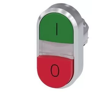 PULSADOR DOBLE, 22MM, REDONDO, METAL, BRILLANTE, VERDE: I, ROJO: O, BOTONES, RASANTE Y SALIENTE