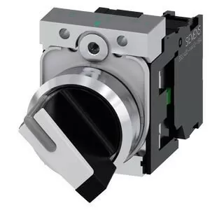 SELECTOR, ILUMINABLE, 22MM, REDONDO, METAL, BRILLANTE, NEGRO, BLANCO, MANILLA, CORTA, 2 POSICIONES O-I, SOSTENIDO, ANGULO 90 GRADOS, 10:30H/13:30H, CON SOPOR...