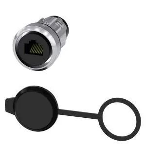 Conexión RJ45, 22 mm, metal brillante, plateado