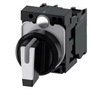 SELECTOR, ILUMINABLE, 22MM, REDONDO, PLASTICO, NEGRO, BLANCO, MANILLA, CORTA, 3 POSICIONES I-O-II, SOSTENIDO, 10:30H/12H/13:30H, CON SOPORTE, 1NA, 1NA, BORNE...