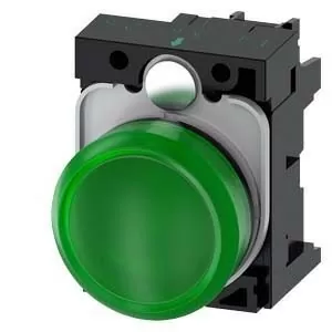 LUZ PILOTO 22MM, REDONDO, PLASTICO, VERDE, LENTE, LISA, CON SOPORTE, MODULO LED, CON LED 24V AC/DC INTEGRADO