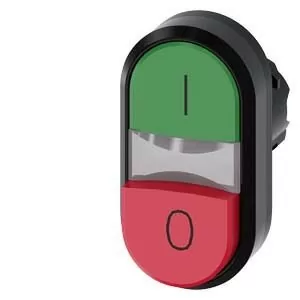 PULSADOR DOBLE, 22MM, REDONDO, PLASTICO, VERDE: I, ROJO: O, BOTONES, RASANTES, SIN SOPORTE