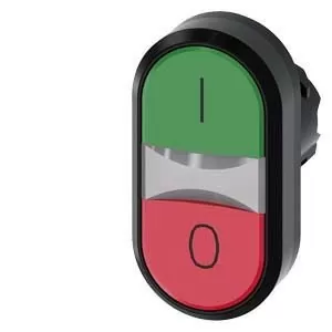 PULSADOR DOBLE ILUMINADO, 22MM, REDONDO, PLASTICO, VERDE: I, ROJO: O, BOTONES, RASANTES,