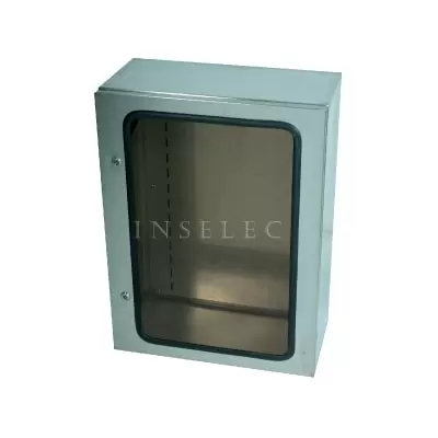 400x400x200 Gabinete modular para montaje en pared IP-66  con visor transparente fabricado en acero inoxidable AISI 304 Beaucoup