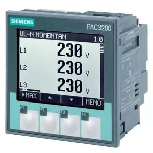 Sentron PAC3200, Ue= 690/400 V AC, Uaux= 95…240 V AC / 110… 340 V DC, Modbus TCP, 1/5 A