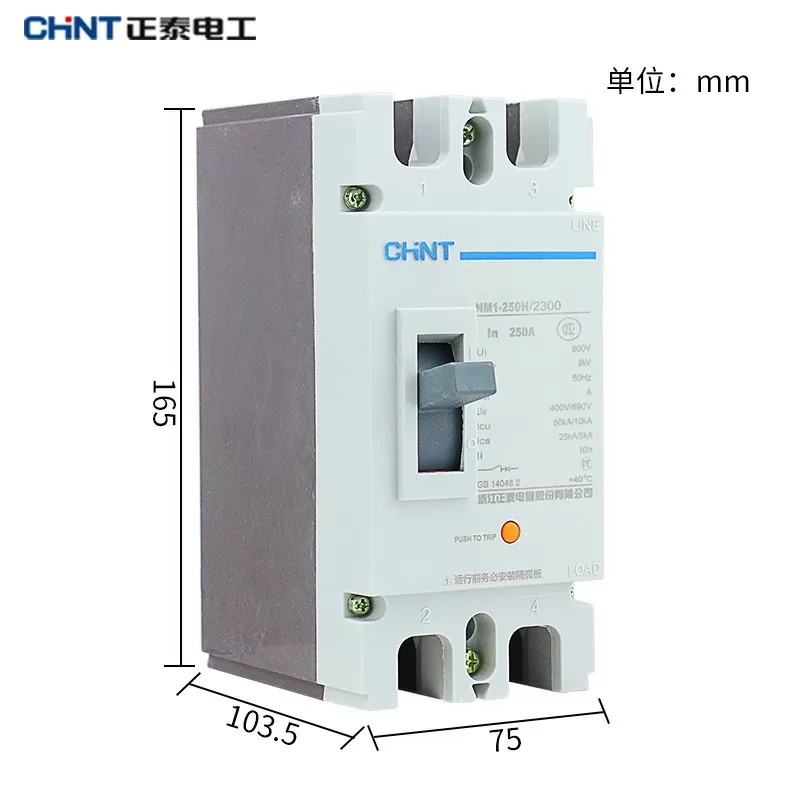 BREAKER CHINT C-M 2 POLOS  100A-600V 65KA-240V