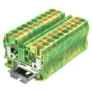 Bornera de tierra 2 puntos de conexión 20-6 AWG con tecla de accionamiento