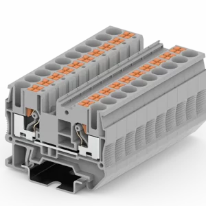 Bornera 2 puntos de conexión gris 20-6 AWG 60A con tecla de accionamiento