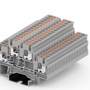 Bornera de 2 pisos gris 26-12 AWG 20A con tecla de accionamiento